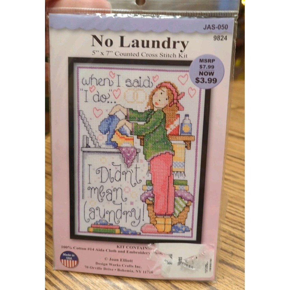 NEW Design Works Counted Cross Stitch Kit JAS-050 No Laundry 5x7"